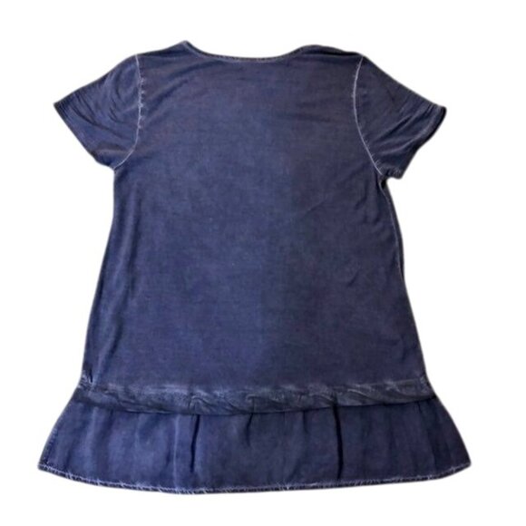 Crosby Blue Layered Hem Blouse Top Womens L NEW Rayon Short Sleeve Casual - Picture 4 of 8